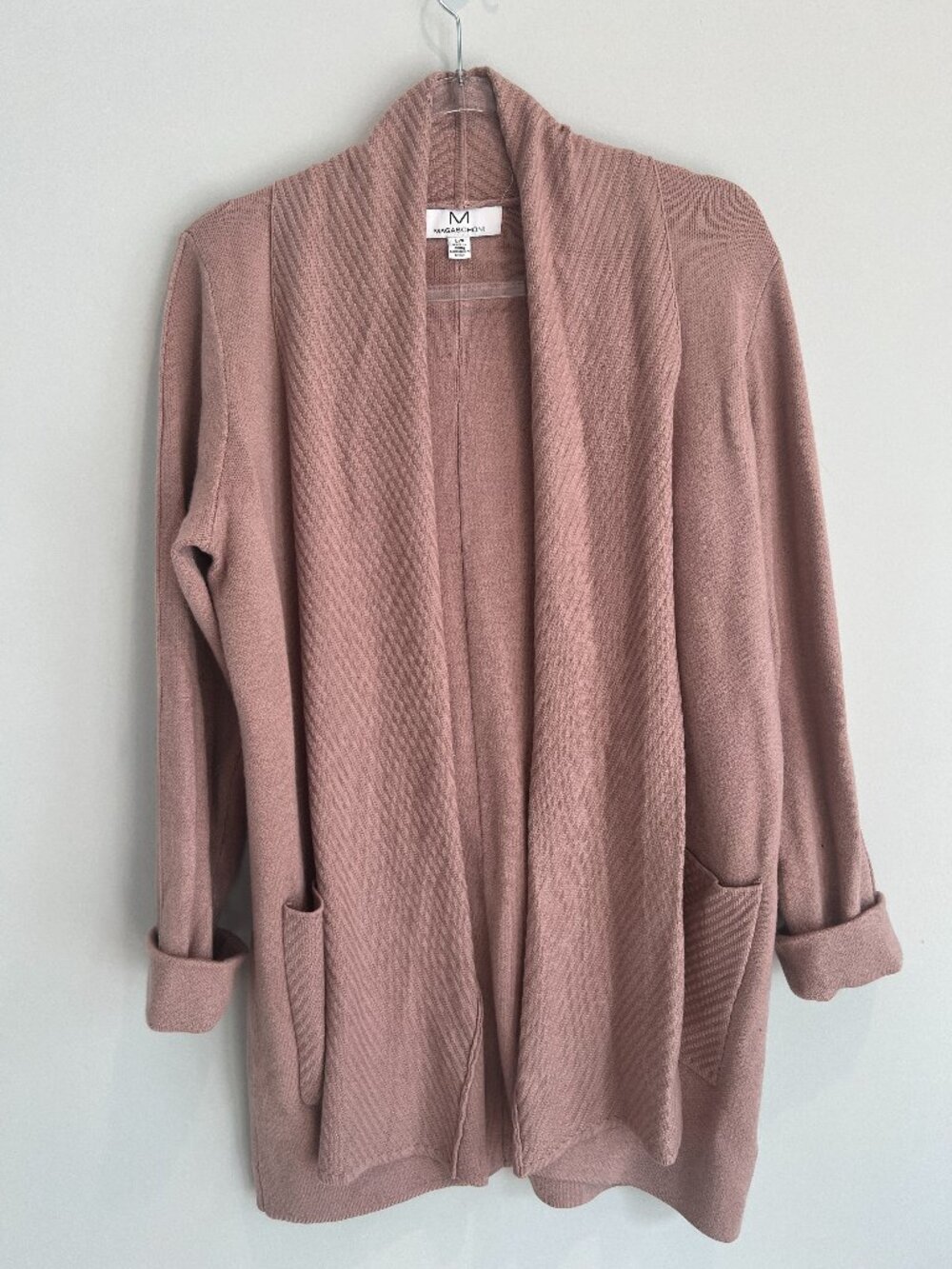 Magaschoni Rose Pink Open Front Cardigan Sweater - Size L